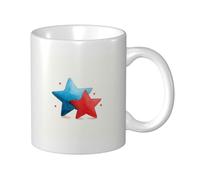 Woshuwo Blue and Red Stars Minimalistic Ceramic Cup, Elegant Coffee Mug Tee Drinkware Water Cup for Home Office 11oz