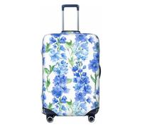 Woshuwo Blue Delphinium Pattern Elastic Travel Luggage Covers Dustproof Scratch-Resistant Suitcase Protector Fit 22-24 Inch