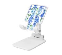 Woshuwo Blue Delphinium Pattern Foldable Cell Phone Stand Adjustable Angle Height Desktop Portable Cellphone Cradle Compatible With All Smartphone White-Style
