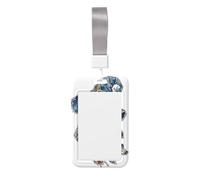 Woshuwo Blue Denim Ghost Flying Witch's Hat Sliding Id Badge Holder Hard Plastic Work Card Case Name Tag Protector for Nurses Office