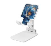 Woshuwo Blue Flower With Metallic Gold Abstract Foldable Cell Phone Stand Adjustable Angle Height Desktop Portable Cellphone Cradle Compatible With All Smartphone White-Style