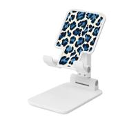 Woshuwo Blue Leopard Print Foldable Cell Phone Stand Adjustable Angle Height Desktop Portable Cellphone Cradle Compatible With All Smartphone White-Style
