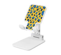 Woshuwo Blue Leopard Print On Yellow Foldable Cell Phone Stand Adjustable Angle Height Desktop Portable Cellphone Cradle Compatible With All Smartphone White-Style