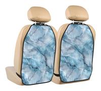 Woshuwo Blue Marble Pattern Car Seat Back Kick Protectors,2 Pack Kick Mats With Storage Pockets For Vehicles To Protect From Dirt Mud Scratches