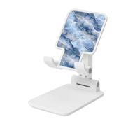 Woshuwo Blue Marble With White Grey Veining Stone Texture Foldable Cell Phone Stand Adjustable Angle Height Desktop Portable Cellphone Cradle Compatible With All Smartphone White-Style