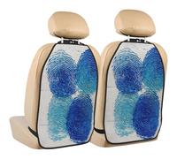 Woshuwo Blue Textured Fingerprints Car Seat Back Kick Protectors,2 Pack Kick Mats With Storage Pockets For Vehicles To Protect From Dirt Mud Scratches