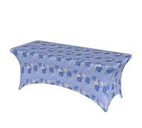Woshuwo Blue Vintage Lace And Floral Pattern Table Cover 6ft Stretch Cloth For Rectangle Table Kitchen Tablecloths Dining Tables Cover For Banquet Weddings Party