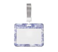 Woshuwo Blue White Tie-Dye Marble Pattern Sliding Id Badge Holder Hard Plastic Work Card Case Name Tag Protector for Nurses Office