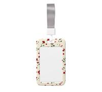 Woshuwo Botanical Flower Red Petals Green Leaves Sliding Id Badge Holder Hard Plastic Work Card Case Name Tag Protector for Nurses Office