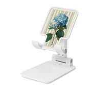 Woshuwo Botanical Watercolor Single Blue Hydrangea Foldable Cell Phone Stand Adjustable Angle Height Desktop Portable Cellphone Cradle Compatible With All Smartphone White-Style