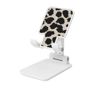 Woshuwo Brown Cow Spots Foldable Cell Phone Stand Adjustable Angle Height Desktop Portable Cellphone Cradle Compatible With All Smartphone White-Style