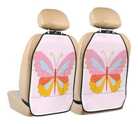 Woshuwo Butterfly Cheerful Aesthetic Minimalist Car Seat Back Kick Protectors,2 Pack Kick Mats With Storage Pockets For Vehicles To Protect From Dirt Mud Scratches
