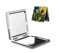 Woshuwo Cactus In The Desert At Night Mid-Century Travel Makeup Mirror Double-Sided Pu Leather Portable Compact Pocket Magnifying Mirrors