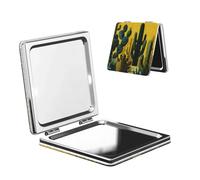 Woshuwo Cactus In The Desert Night Mid-Century Travel Makeup Mirror Double-Sided Pu Leather Portable Compact Pocket Magnifying Mirrors