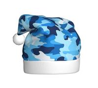 Woshuwo Camo Blue Santa Hat Adult Xmas Headwear Novelty Christmas Hat