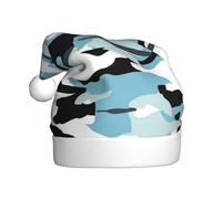 Woshuwo Camo Of Light Blue And Black Santa Hat Adult Xmas Headwear Novelty Christmas Hat