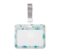 Woshuwo Cheerful Watercolor Daisies White and Pale Blue Sliding Id Badge Holder Hard Plastic Work Card Case Name Tag Protector for Nurses Office