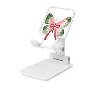 Woshuwo Christmas Butterfly With Red Velvet Bow Foldable Cell Phone Stand Adjustable Angle Height Desktop Portable Cellphone Cradle Compatible With All Smartphone White-Style