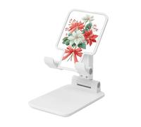 Woshuwo Christmas Flowers And Red Bow Foldable Cell Phone Stand Adjustable Angle Height Desktop Portable Cellphone Cradle Compatible With All Smartphone White-Style
