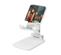 Woshuwo Christmas Snow Street Foldable Cell Phone Stand Adjustable Angle Height Desktop Portable Cellphone Cradle Compatible With All Smartphone White-Style