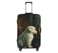 Woshuwo Christmas Tree White Puppy Window Elastic Travel Luggage Covers Dustproof Scratch-Resistant Suitcase Protector Fit 22-24 Inch