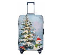 Woshuwo Christmas Tree with Lights and Snowman Elastic Travel Luggage Covers Dustproof Scratch-Resistant Suitcase Protector Fit 22-24 Inch