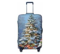 Woshuwo Christmas Tree with Lights Snowman Elastic Travel Luggage Covers Dustproof Scratch-Resistant Suitcase Protector Fit 22-24 Inch
