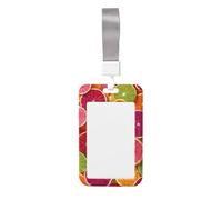 Woshuwo Citrus Slices Pattern Sliding Id Badge Holder Hard Plastic Work Card Case Name Tag Protector for Nurses Office