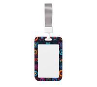 Woshuwo Collage of Various Peace Symbols Sliding Id Badge Holder Hard Plastic Work Card Case Name Tag Protector for Nurses Office