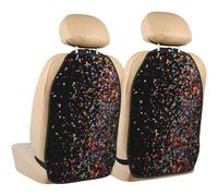 Woshuwo Colorful Confetti Burst Black Car Seat Back Kick Protectors,2 Pack Kick Mats With Storage Pockets For Vehicles To Protect From Dirt Mud Scratches
