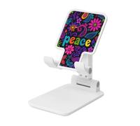 Woshuwo Colorful Flowers Peace Signs Abstract Foldable Cell Phone Stand Adjustable Angle Height Desktop Portable Cellphone Cradle Compatible With All Smartphone White-Style