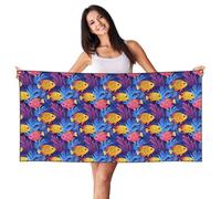 Woshuwo Colorful Tropical Fish Beach Towel 27.5x55 Inches Lightweight Beach Towel Quick Dry Blanket For Vacation