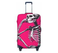 Woshuwo Comic Skeleton White Bones Sitting Pose Retro Elastic Travel Luggage Covers Dustproof Scratch-Resistant Suitcase Protector Fit 22-24 Inch