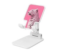 Woshuwo Coquette Pink Leopard Foldable Cell Phone Stand Adjustable Angle Height Desktop Portable Cellphone Cradle Compatible With All Smartphone White-Style