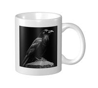 Woshuwo Crow Perched On A Stone Ceramic Cup, Elegant Coffee Mug Tee Drinkware Water Cup for Home Office 11oz