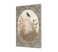 Woshuwo Crow Perches On Ghost Head Vintage Canvas Wall Art Poster Aesthetic Print Painting For Dorm Bedroom Living Room,30x45cm Framed