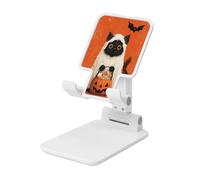 Woshuwo Cute Black Cat In A White Ghost Sheet Foldable Cell Phone Stand Adjustable Angle Height Desktop Portable Cellphone Cradle Compatible With All Smartphone White-Style