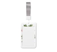 Woshuwo Cute Christmas Pink Velvet Bow Sliding Id Badge Holder Hard Plastic Work Card Case Name Tag Protector for Nurses Office
