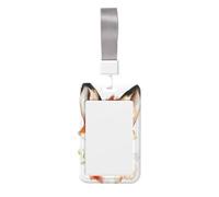 Woshuwo Cute Fox Sliding Id Badge Holder Hard Plastic Work Card Case Name Tag Protector for Nurses Office