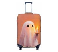 Woshuwo Cute Ghost Holding A Candle Simple Elastic Travel Luggage Covers Dustproof Scratch-Resistant Suitcase Protector Fit 22-24 Inch