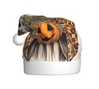 Woshuwo Cute Ghost Holding Pumpkin Candy Bucket Santa Hat Adult Xmas Headwear Novelty Christmas Hat