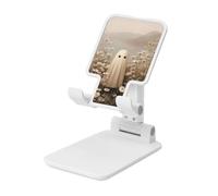 Woshuwo Cute Ghost In A Field Of Wild Flowers Foldable Cell Phone Stand Adjustable Angle Height Desktop Portable Cellphone Cradle Compatible With All Smartphone White-Style
