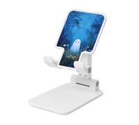 Woshuwo Cute Ghost In The Forest White Flowers Foldable Cell Phone Stand Adjustable Angle Height Desktop Portable Cellphone Cradle Compatible With All Smartphone White-Style