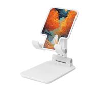 Woshuwo Cute Ghost In The Park Autumn Tree Foldable Cell Phone Stand Adjustable Angle Height Desktop Portable Cellphone Cradle Compatible With All Smartphone White-Style