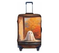 Woshuwo Cute Ghost On The Window Sill Elastic Travel Luggage Covers Dustproof Scratch-Resistant Suitcase Protector Fit 22-24 Inch