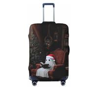 Woshuwo Cute Ghost Wearing Santa Hat Reading Armchair Elastic Travel Luggage Covers Dustproof Scratch-Resistant Suitcase Protector Fit 22-24 Inch