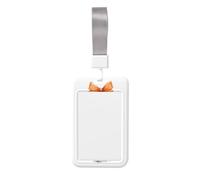 Woshuwo Cute Ghost with Orange Bow Sliding Id Badge Holder Hard Plastic Work Card Case Name Tag Protector for Nurses Office