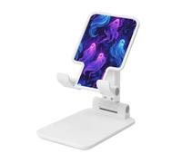 Woshuwo Cute Ghosts Neon Lights In Purple Blue Foldable Cell Phone Stand Adjustable Angle Height Desktop Portable Cellphone Cradle Compatible With All Smartphone White-Style