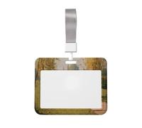 Woshuwo Cute Ghosts Play in The Yard Sliding Id Badge Holder Hard Plastic Work Card Case Name Tag Protector for Nurses Office