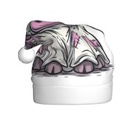 Woshuwo Cute Highland Cow As Spooky Ghost Santa Hat Adult Xmas Headwear Novelty Christmas Hat